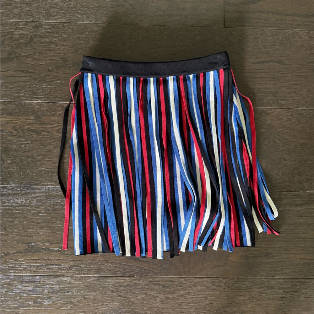 New | Parker Fringe Red White Blue Black Skirt